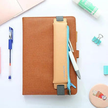 Load image into Gallery viewer, Slim Leather Unique Design Pencil Case Book Holder Pouch With Elastic Band For Notebook Fashion School Pen Case