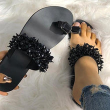 Load image into Gallery viewer, Slippers Women Shoes Summer Sandals Beach Elegant Shiny Flat Slippers Outside Slides Shining Crystal Glitter Slides Cozy Bedroom Slippers Shower Shoes Cute Women Platform Sandals