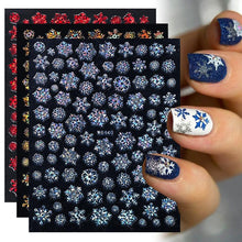 Load image into Gallery viewer, Sliver Bronzing Christmas Slider Nail Art 3D Decals Decoration Snowflake Nail Art Sticker Manicures Transfer Foil Xmas Gift Nails Snowflake Nail Art Stickers Decals Christmas Nail 3D Self Adhesive Nail Stickers for Acrylic Nails Snowflake