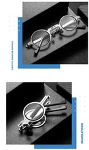 Load image into Gallery viewer, Small Metal Round Folding Reading Glasses Retro Circle Blue Light Computer Grade Glasses Narrow Eyeglasses Frame And Anti Glare Reading Glasses Foldable Computer Reading Glasses For Men +3.5
