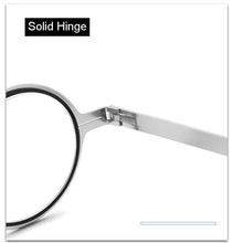 Load image into Gallery viewer, Small Metal Round Folding Reading Glasses Retro Circle Blue Light Computer Grade Glasses Narrow Eyeglasses Frame And Anti Glare Reading Glasses Foldable Computer Reading Glasses For Men +3.5