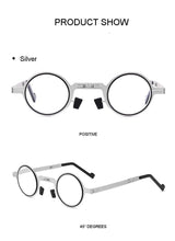 Load image into Gallery viewer, Small Metal Round Folding Reading Glasses Retro Circle Blue Light Computer Grade Glasses Narrow Eyeglasses Frame And Anti Glare Reading Glasses Foldable Computer Reading Glasses For Men +3.5