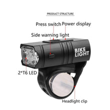 Load image into Gallery viewer, Smart Bicycle Front Light Set USB Rechargeable Front Light LED Headlight Bike Lamp Cycling Flash Light Powerful Rechargeable Bike Light For Night Riding Super Bright Bicycle Headlight For Cycling Road Mountain