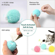 Load image into Gallery viewer, Smart Cat Toys Interactive Ball with Catnip Cat Training Squeaky Fidget Toys Cats Products for Pets Fluffy Plush Cat Ball Toys Interactive Chirping Balls Cat Kicker Toy Animal Chirping Sounds Fun Catnip Toys for Cat Exercise