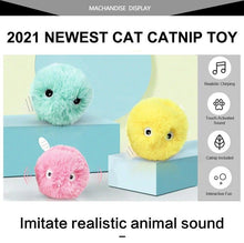 Load image into Gallery viewer, Smart Cat Toys Interactive Ball with Catnip Cat Training Squeaky Fidget Toys Cats Products for Pets Fluffy Plush Cat Ball Toys Interactive Chirping Balls Cat Kicker Toy Animal Chirping Sounds Fun Catnip Toys for Cat Exercise