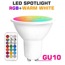 Load image into Gallery viewer, Smart For Home LED Light Bulb E27 E14 GU10 B22 220V 110V Spot Magic Changeable Lamp Lampada+IR Control Decoration RGB White Compatible with Alexa Google Home, RGBCW Smart GU10 Bulb, WiFi Smart LED Spot Light Bulb Indoor Decoration