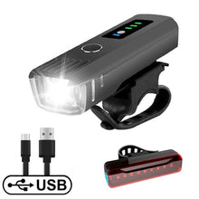 Load image into Gallery viewer, Smart Induction Bicycle Front Light Set USB Rechargeable Rear Light LED Headlight Bike Lamp Cycling Flash Light Front And Rear Rechargeable Waterproof Bike Headlight And Tail Light Set Smart Bright Bike Lights For Bike