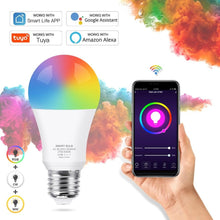 Load image into Gallery viewer, Smart Light Bulb E27 LED Lamp RGB+White+Warm White Work With Alexa Google Home Dimmable Timer Function RGB LED Bulb Bulb-Timer Sunrise Sunset Dimmable Multicolo Warm White No Hub Required Compatible With Alexa Google Home Assistant