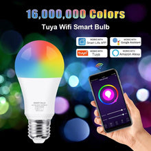 Load image into Gallery viewer, Smart Light Bulb E27 LED Lamp RGB+White+Warm White Work With Alexa Google Home Dimmable Timer Function RGB LED Bulb Bulb-Timer Sunrise Sunset Dimmable Multicolo Warm White No Hub Required Compatible With Alexa Google Home Assistant