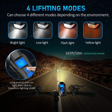 Load image into Gallery viewer, Smart Waterproof Bicycle Light USB Rechargeable Bike Front Light Flashlight With Bike Computer LCD Speedometer Waterproof Bicycles Light And Odometer Horn For Safe Cycling 4 Modes Fits For All Mountain Road Bikes