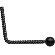 Load image into Gallery viewer, 2mm Ball End Black IP So Twisted L Shaped Nose Ring