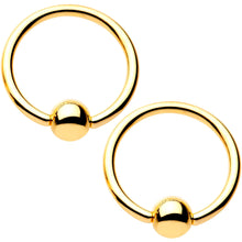 Load image into Gallery viewer, 14G Blue Gem Gold Tone Sccop Captive Ring Barbell Nipple Ring Set