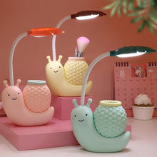 Load image into Gallery viewer, Snail Led Table Lamp Cute Pen Holder Desk Light Reading Study Children Bedroom College Dorm Eye Protection Adjustable Organizer Cute Study Lamps for Bedroom Décor