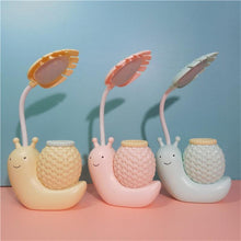 Load image into Gallery viewer, Snail Led Table Lamp Cute Pen Holder Desk Light Reading Study Children Bedroom College Dorm Eye Protection Adjustable Organizer Cute Study Lamps for Bedroom Décor