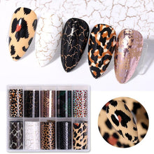 Load image into Gallery viewer, Snake Leopard Nail Foils Marble Nail Art Transfer Sticker Slider Nail Art Decal Manicuring Design Tip Decoration Decal Self-Adhesive 3D Wave Design Decoration for Women Girls Adhesive Striping Tape Nail Art Stickers Metallic Curve Strip Line Nail Decal