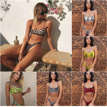 Load image into Gallery viewer, Snakeskin Bikini Women Swimwear Leopard Bikinis Swim Suit Push Up Swimsuit Women's Bikini Scoop Neck Straps Cutout Crop Top with Cheeky Bottom Two Piece Swimsuits Female Beachwear Swimming Bikini Women