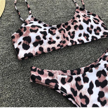 Load image into Gallery viewer, Snakeskin Bikini Women Swimwear Leopard Bikinis Swim Suit Push Up Swimsuit Women's Bikini Scoop Neck Straps Cutout Crop Top with Cheeky Bottom Two Piece Swimsuits Female Beachwear Swimming Bikini Women