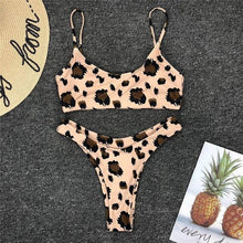 Load image into Gallery viewer, Snakeskin Bikini Women Swimwear Leopard Bikinis Swim Suit Push Up Swimsuit Women's Bikini Scoop Neck Straps Cutout Crop Top with Cheeky Bottom Two Piece Swimsuits Female Beachwear Swimming Bikini Women