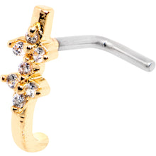 Load image into Gallery viewer, 18G Clear CZ Gold Tone Bling Faux Hoop L Shaped Nose Ring