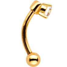 Load image into Gallery viewer, 5/16 Clear CZ Gem Gold IP Fashionista Curved Eyebrow Rook Earring