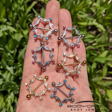 Load image into Gallery viewer, 14G 3/4 Aqua Gem Snowflake Christmas Nipple Shield Set