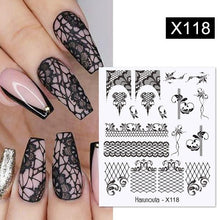 Load image into Gallery viewer, Snowflakes Nail Water Decals Christmas White Snow Transfer Sticker Decoration Slider Flower Leaf Manicuring Art Paper Tips Snowflake Bronzing Christmas Slider Nail Art 3D Decals Decoration Decals Snowflakes Elk Bear Christmas Xmas Stickers
