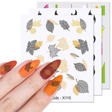 Load image into Gallery viewer, Snowflakes Nail Water Decals Christmas White Snow Transfer Sticker Decoration Slider Flower Leaf Manicuring Art Paper Tips Snowflake Bronzing Christmas Slider Nail Art 3D Decals Decoration Decals Snowflakes Elk Bear Christmas Xmas Stickers