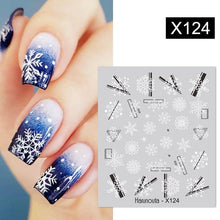 Load image into Gallery viewer, Snowflakes Nail Water Decals Christmas White Snow Transfer Sticker Decoration Slider Flower Leaf Manicuring Art Paper Tips Snowflake Bronzing Christmas Slider Nail Art 3D Decals Decoration Decals Snowflakes Elk Bear Christmas Xmas Stickers