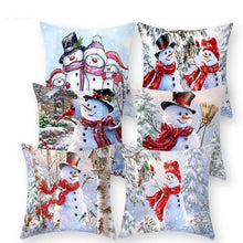 Load image into Gallery viewer, Snowman Christmas Cushion Cover Polyester Decorative Christmas Pillow Cover Merry Christmas Throw Cushion Covers Tree Reindeer Star Pillow Case For Party Throw Pillow New Year Xmas Decor Sofa Living Room Home Decoration