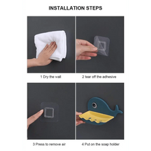 Load image into Gallery viewer, Soap Rack No Drilling Wall Mounted Drain Non Perforated Double Layer Holder Sponge Dish Accessories Magic Soap Dishes Bathroom Cute Soap Dish for Kids Plastic Self Draining Soap Holder for Shower Wall Cartoon Hanging Bathroom Soap Tray with Suction Cup