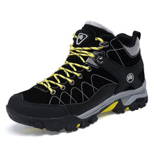 Load image into Gallery viewer, Soft Black Mens Boots Winter Fur Warm Snow Men Walking Boots Work Shoes Footwear Fashion Rubber Ankle Shoes Warm Fur Lined Ankle Booties Comfortable Non Slip Outdoor Shoes