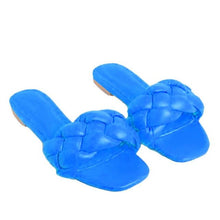 Load image into Gallery viewer, Soft Leather Woven Slippers Women Summer Flat Heels Beach Casual Slides Shoes Woman Outdoor Sandals Open Toe Slippers Summer Sandals For Women Flat Shoes Office Elegant Design Sandals