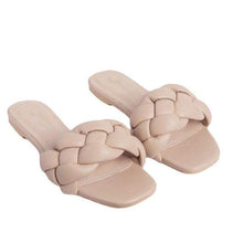 Load image into Gallery viewer, Soft Leather Woven Slippers Women Summer Flat Heels Beach Casual Slides Shoes Woman Outdoor Sandals Open Toe Slippers Summer Sandals For Women Flat Shoes Office Elegant Design Sandals