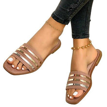 Load image into Gallery viewer, Soft Leather Woven Slippers Women Summer Flat Heels Beach Casual Slides Shoes Woman Outdoor Sandals Open Toe Slippers Summer Sandals For Women Flat Shoes Office Elegant Design Sandals