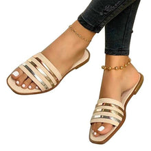 Load image into Gallery viewer, Soft Leather Woven Slippers Women Summer Flat Heels Beach Casual Slides Shoes Woman Outdoor Sandals Open Toe Slippers Summer Sandals For Women Flat Shoes Office Elegant Design Sandals