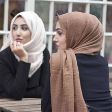Load image into Gallery viewer, Soft Muslim Crinkle Hijab Scarf Soft Cotton Headscarf Ultra Soft Breathable Head Scarf Islamic Head Wraps Hijab For Women 70*175cm