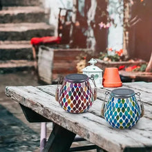 Load image into Gallery viewer, Solar Outdoor Mosaic Lantern