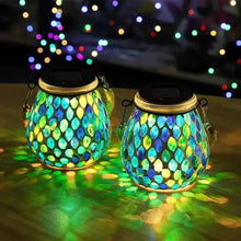Load image into Gallery viewer, Solar Outdoor Mosaic Lantern