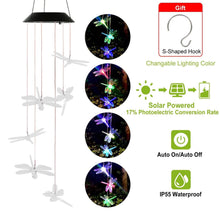 Load image into Gallery viewer, Solar Powered Dragonfly Lights Wind Chimes