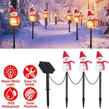 Load image into Gallery viewer, Solar Powered Lamp 3 Snowmen Garden Stake Light