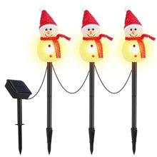 Load image into Gallery viewer, Solar Powered Lamp 3 Snowmen Garden Stake Light
