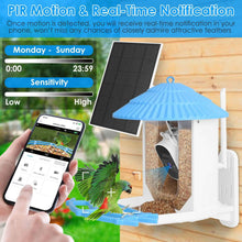 Load image into Gallery viewer, Solar Powered Smart Bird Feeder with PIR Motion AI Two-Way Audio