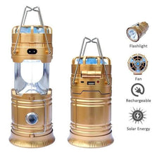 Load image into Gallery viewer, Solar USB Charging Tent Light + Fan