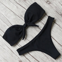 Load image into Gallery viewer, Solid Bikini Set Swimsuit Women Bikini Swimwear Female Halter Top Bathing Suit Swimming Wear Bikini High Cut Swimsuit High Waist Plus Size Summer Swimwear