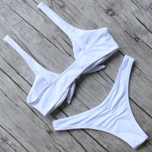 Load image into Gallery viewer, Solid Bikini Set Swimsuit Women Bikini Swimwear Female Halter Top Bathing Suit Swimming Wear Bikini High Cut Swimsuit High Waist Plus Size Summer Swimwear