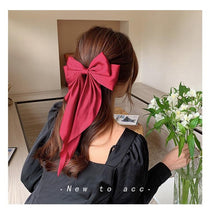 Load image into Gallery viewer, Solid Color Big Large Satin Bow Hairpins Barrettes For Women Girl Wedding Long Ribbon Hair Clip Fashion Hairgrips Accessories For Party