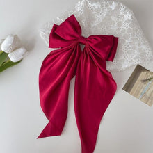 Load image into Gallery viewer, Solid Color Big Large Satin Bow Hairpins Barrettes For Women Girl Wedding Long Ribbon Hair Clip Fashion Hairgrips Accessories For Party