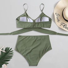 Load image into Gallery viewer, Solid Swimwear Women Top Swimsuit Bikini Solid Push Up High Cut Lace Up Halter Bikini Set Women High Waist Bikini Twist Front Swimsuits Lace Up Bikini Tops 2 Piece Bathing Suits Summer Swimsuit