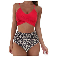 Load image into Gallery viewer, Solid Swimwear Women Top Swimsuit Bikini Solid Push Up High Cut Lace Up Halter Bikini Set Women High Waist Bikini Twist Front Swimsuits Lace Up Bikini Tops 2 Piece Bathing Suits Summer Swimsuit