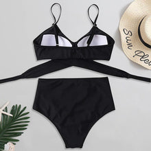 Load image into Gallery viewer, Solid Swimwear Women Top Swimsuit Bikini Solid Push Up High Cut Lace Up Halter Bikini Set Women High Waist Bikini Twist Front Swimsuits Lace Up Bikini Tops 2 Piece Bathing Suits Summer Swimsuit